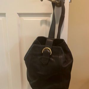 Black leather coach handbag